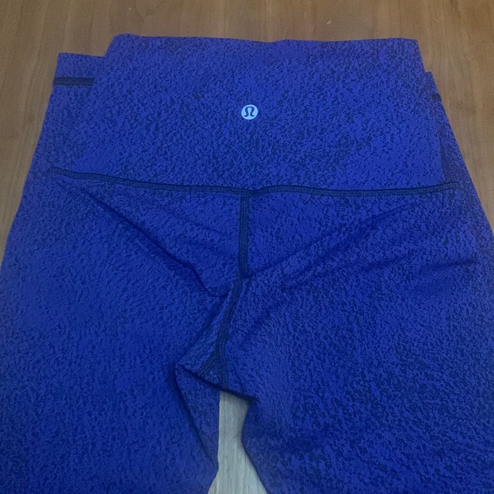 Lululemon NWOT Wunder Under Leggings Spray Jacquard Sapphire Blue Black Sz 4